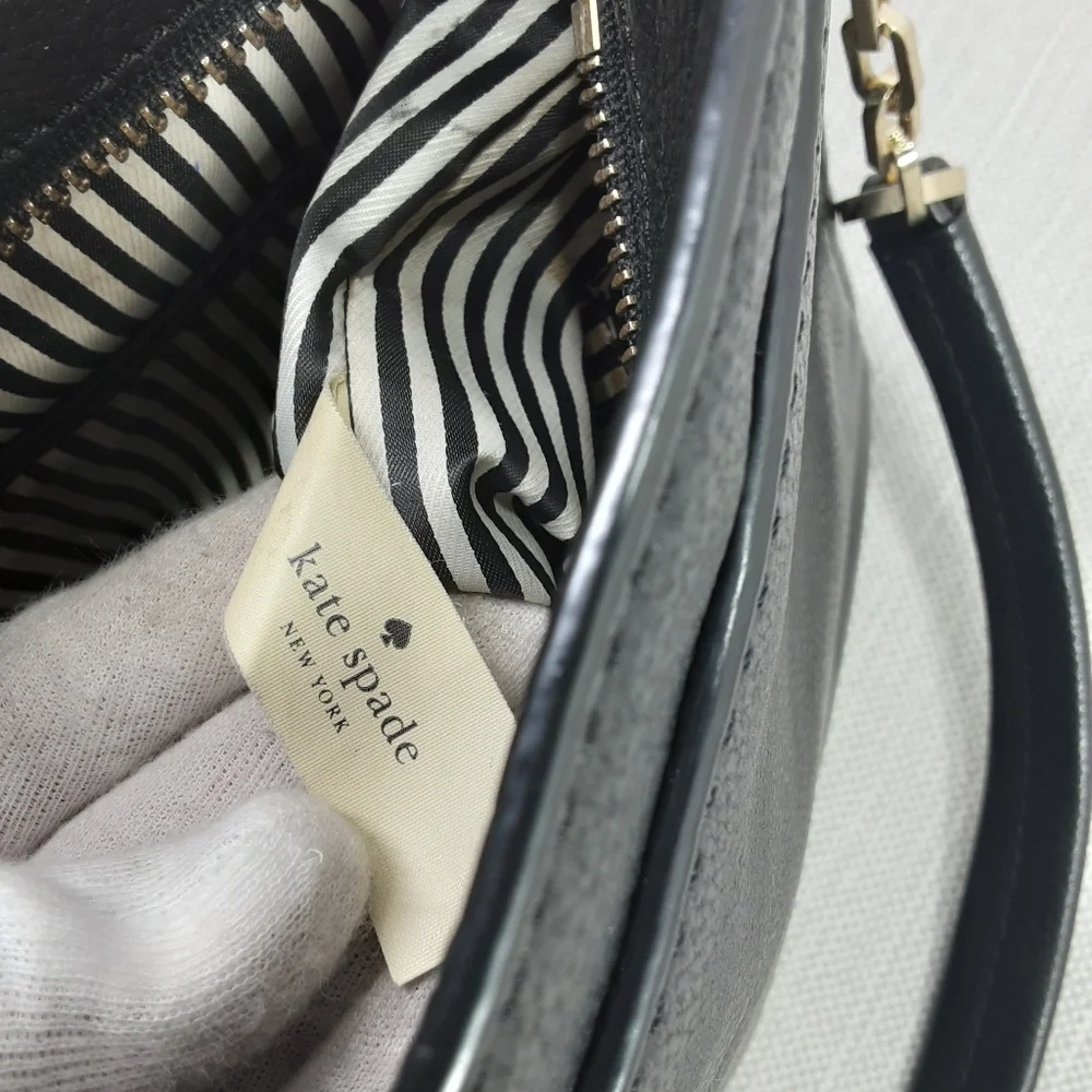 Kate Spade New York Black Pebbled Leather Shoulder Bag Hobo Flaw